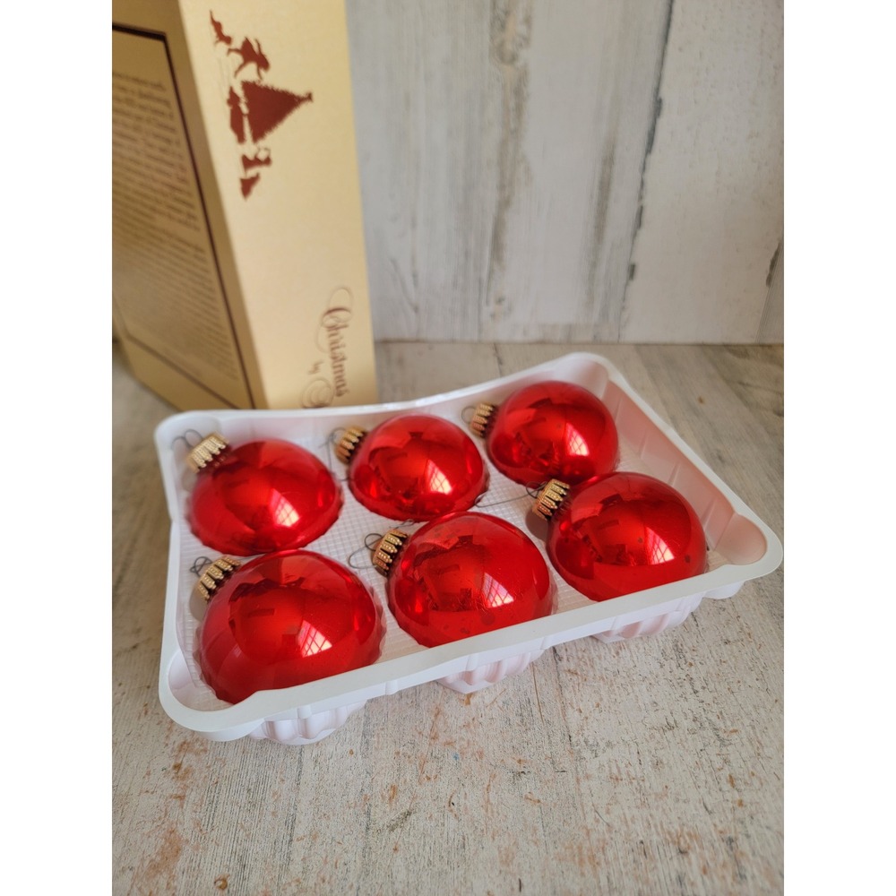 Krebs vintage red ball glass ornament Xmas set box unique Home decor figure